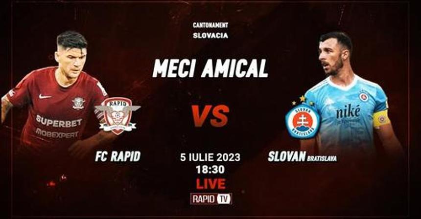 Rapid Bucureşti a fost învinsă cu 4-1, de Slovan Bratislava, într-un amical