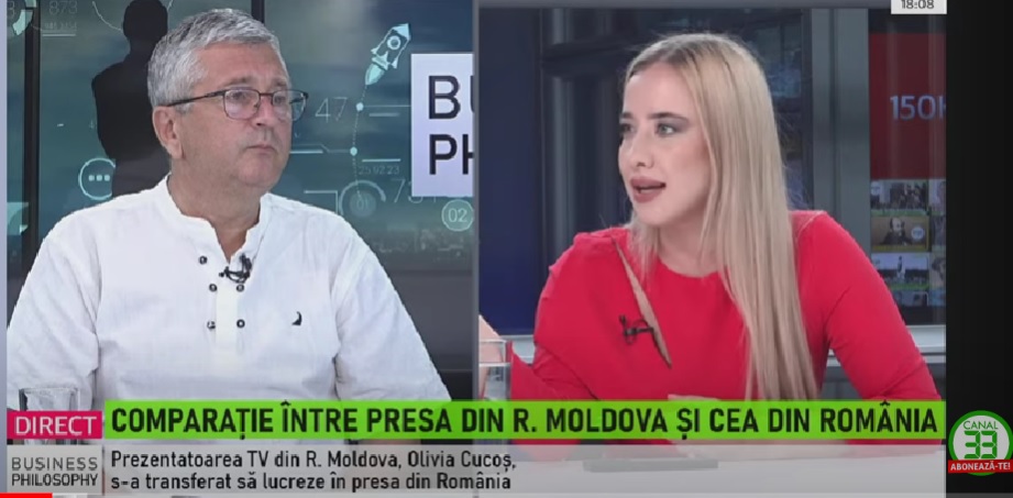 Emisiune Business Philosphy – Comparație între presa din R. Moldova și cea din România, făcută de Olivia Cucoș