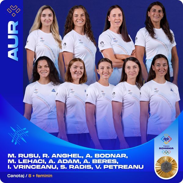 Barca feminină de 8+1 a României a câştigat aurul la JO Paris. Team România a ajuns la 7 medalii