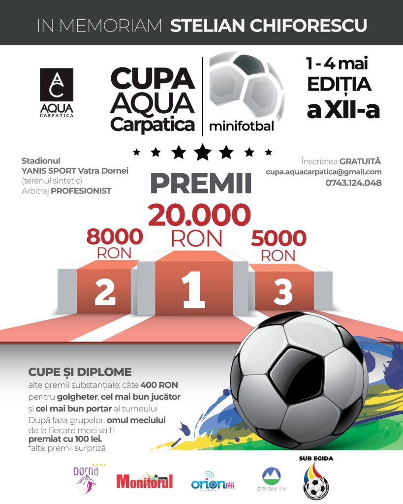 Elita minifotbalului românesc se reunește la Vatra Dornei pentru Cupa AQUA Carpatica